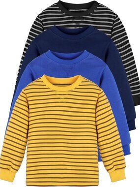 4 Pack Boys Thermal Long Sleeve Tees - Cozy Toddler Shirts for Winter Wear